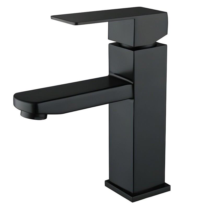GJ Bathroom Sink Black Faucet Single Handle One Hole Rv