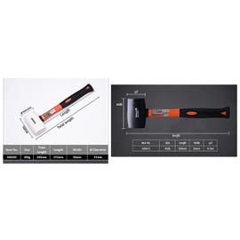 2-Pack 16oz Rubber Mallets (Black & White Head) – Professional Grade Rubber Mallet Set with Fiberglass Handles and Ergonomic Anti-Slip Grip – Ideal for Tile, Pavers, Flooring, and Construction Work