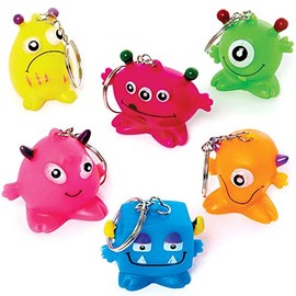 Baker Ross FC945 Monster Keyrings - Pack of 6, Kids Party Bag Fillers, Kids Key Chain, Toys for Kids