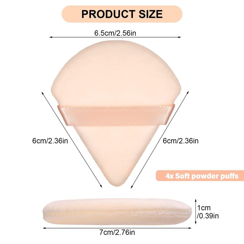 Triangle Powder Puffs,4 Pcs Makeup Puff Sponge Wet and Dry