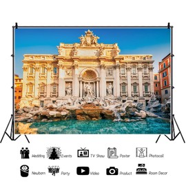 Ttincceer Italy Architectural Backdrop 2.2x1.5m Ancient Rome Trevi Fountain Landmark Background Ancient Europe Famous Attractions Building Photography Backdrop Studio Photo Props
