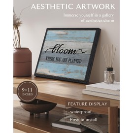 VIYYIEA Inspirational Framed Wall Art Motivational Canvas Wall Decor Bloom Where You Are Planted Quote Prints Wall Paintings Home Bedroom Famous Saying Framed Pictures Artwork Office Bedroom