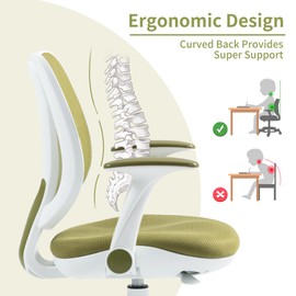 HOMEFUN Kids Desk Chair, Computer Chairs with Armrest and Footrest for Boys Girls Cute Mesh Ergonomic with Adjustable Height Swivel Safe Sit-Locking Casters Sage Green