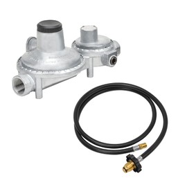 onlyfire Horizontal Two Stage Propane Regulator, 5Ft 1/4" NPT Propane Hose with POL Connection