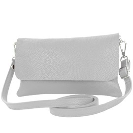 modamoda de T226 Women's Leather Clutch Shoulder Bag Evening Bag Small Handmade in Italy, Teleggrey.