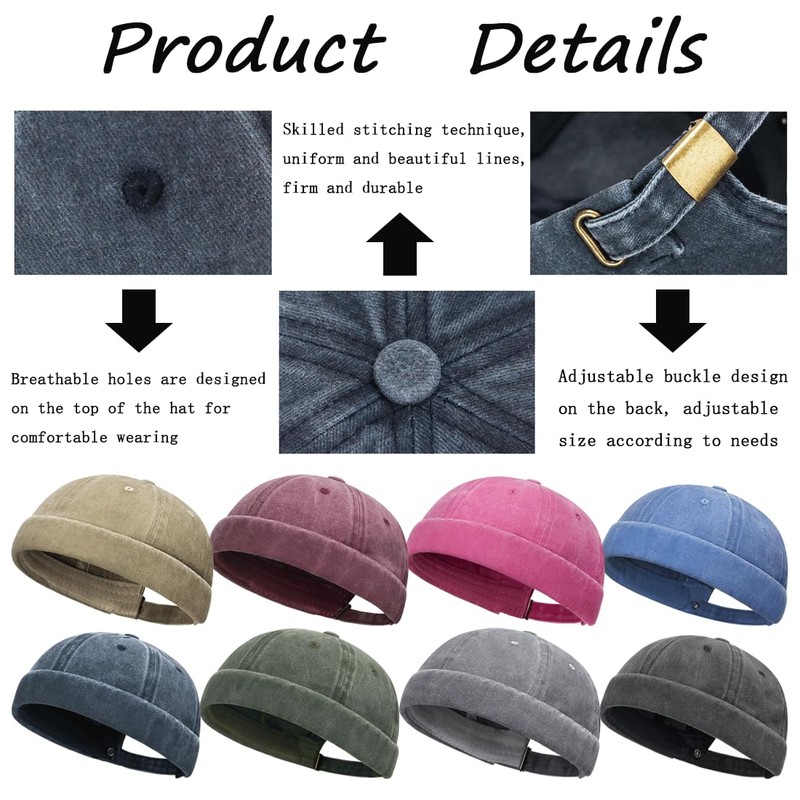 YKDLLF Cotton Docker Cap Sailor Hat Harbour Hat Summer Docker