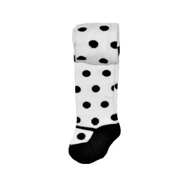 Hip Hop 50's Shop Baby Girls Cotton Thick Polka Dot Tights Leggings Seamless Stockings for Infant Newborn (White w/Black Dots, 6-12 months)