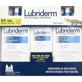 Lubriderm Daily Moisture Lotion Value Pack 2/24oz + 1/6oz = Total of 54 Oz.