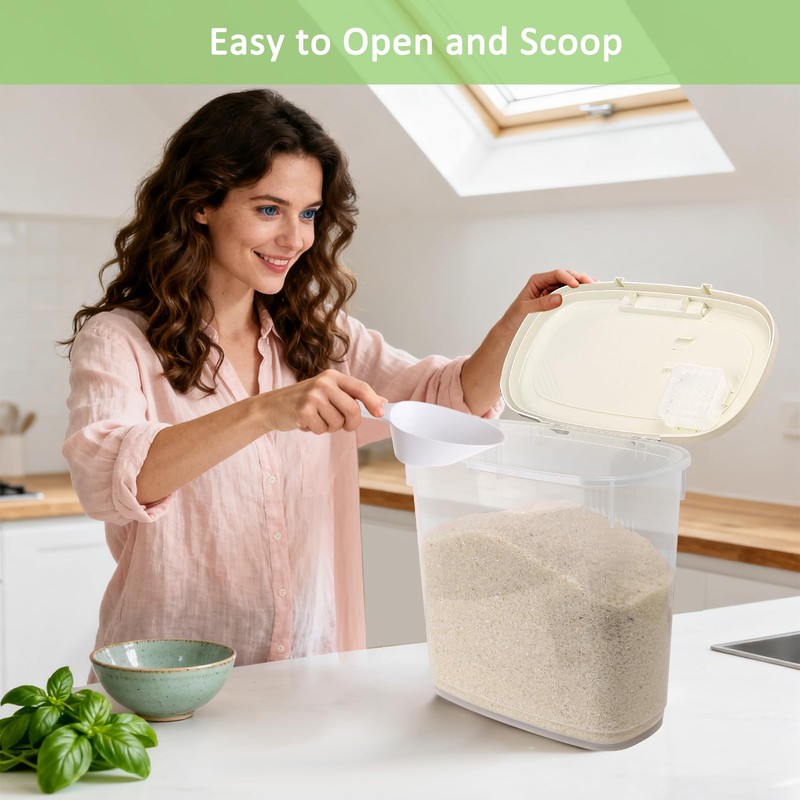 Large Rice Storage Container 20 Lbs - Tall Flour Container