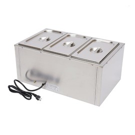 Bain Marie Food Warmer 3-Pan Food-Grade Electric Buffet Warmer Container Commercial Countertop Steam Table Food Warmer for Catering, Restaurants, Party Buffets 850W 7.3Qt/Pan