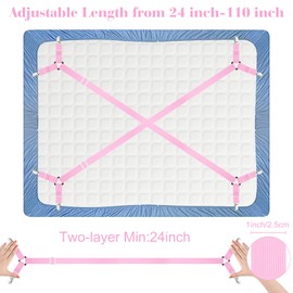 Morcheiong Bed Sheet Fasteners Straps - 4 Pack Adjustable Bed Sheet Holder Strap for Bedding Stays Bedsheet Tie Downs - Pink