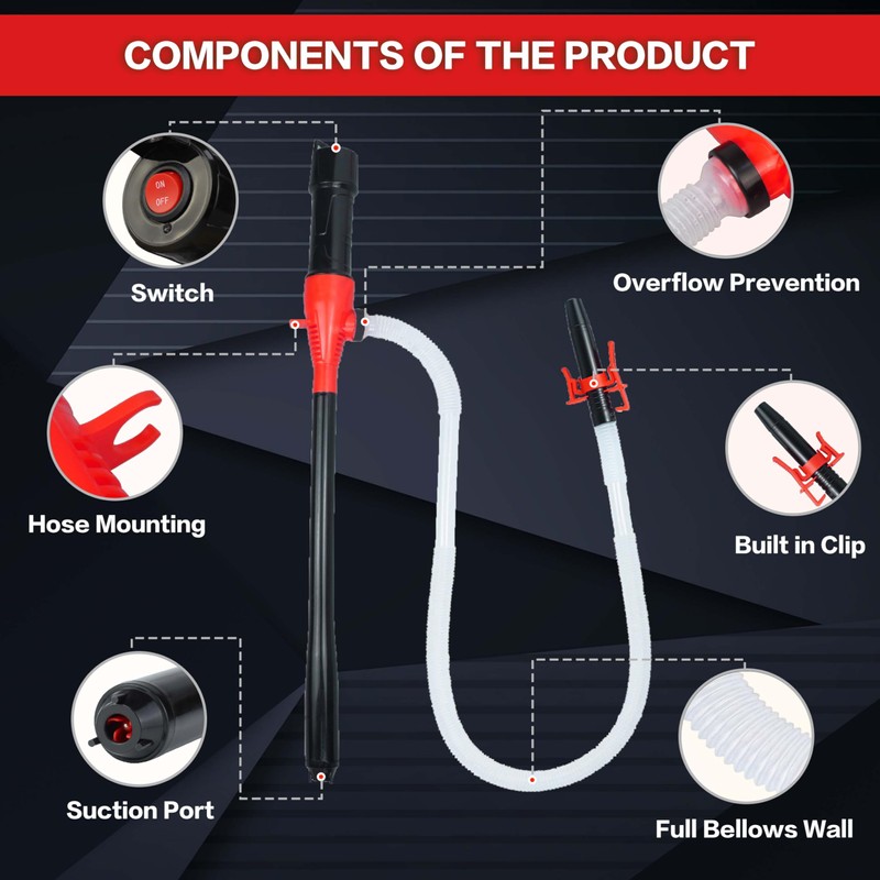 Portable Battery Powered Gas/Liquid Transfer Pump, Battery Operated Fuel/Water Transfer