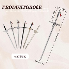 Pack of 6 Sword Hair Clips Chinese Style Hair Sticks Antique Style Sword Hair Sticks Hair Pin for Long Hair for Women Decoration Gifts