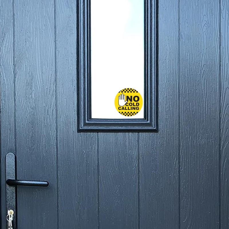 SAFESIGN (2 Pack) No Cold Calling Round Vinyl Sticker for