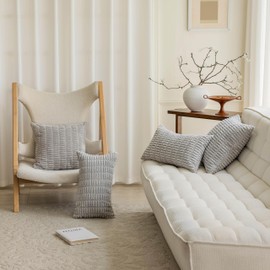 Home Brilliant Grey Cushion Covers 45cmx45cm 2 Pcs, Decorative Boho Cushions for Sofa Bed Chair Car, Square Throw Pillowcases with Invisible Zipper, Light Grey, 18 inch