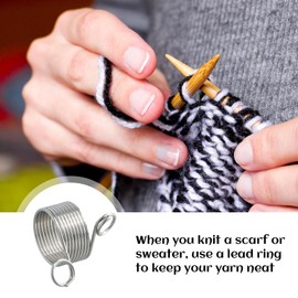 Knitting Finger Ring,Metal Yarn Guide Knitting Finger Ring for Diy Crafts Accessories Tool Knitting Loop Ring Stainless Steel Knitting Finger Ring Set Knitting Thimble for Hand Weaving Line Supplies