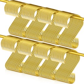Hotop 100 Pcs S Shaped Stainless Steel Hooks Metal Hanging Curtain Hooks Pan Pot Holder Rack for Hanging Pot, Pan, Cups, Plants, Bags, Jeans, Towels(Gold,3.15 Inch)