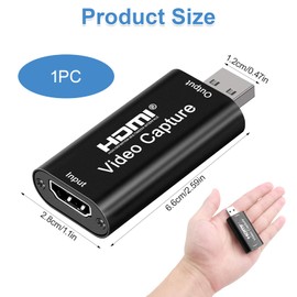 1080p HDMI to USB 2.0 Video Recording Card, Compact USB Video Capture Card Record Audio Grabber HDMI Capture Device Compatible with Live Streaming Conference Rooms Video Recording Games