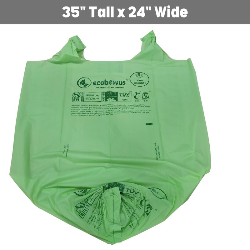 ECOBEWUS 100% Compostable 13 Gallon Bags (35 Bags) Tall Kitchen