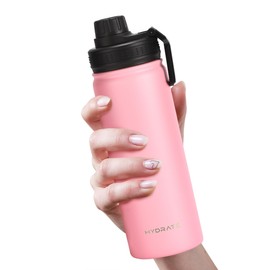 Hydrate Insulated Stainless Steel Water Bottles - 17oz Reusable Flask with Leak-Proof Design and Convenient Handle - Double Vacuum Insulation for School, Work, or Adventure - Stay Refreshed - Pink