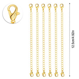 Gold Necklace Extender 14Pcs Chain Extender for Necklace, 4.92inch Chain Extenders Bracelet Extender Anklet Extender Small Chains for Jewellery Making, with Double Lobster Clasp