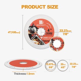 BRSCHNITT Diamond Cut Off Wheel,105mm x 16mm Arbor Vacuum Brazed Diamond Saw Blades for Metal Steel Tube Iron Rebar Cutting Wheel