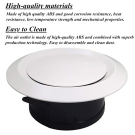 8 Inch Adjustable Air Vents, ABS Soffit Vent Round Vent Cover Exhaust Wall Ceiling Vent Wall Ceiling Cover for Indoor Use