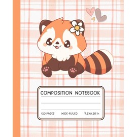 Kawaii Red Panda Composition Notebook – Cute Animal Journal with Peach Plaid Cover | Wide Ruled for Girls, Teens & Kids | 7.5 x 9.25 in | 120 Pages: ... Writing & Journaling | Great Back-to-School