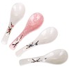 VanEnjoy Set of 4 Chinese/Japanese Ceramic Soup Spoons, Pink Cherry