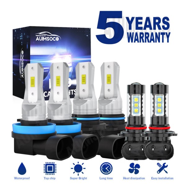 AUIMSOCO LED Headlight+Fog Lamp Bulbs Kit For Ram 1500 Big