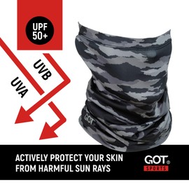 GOT Sports UPF 50+ Fishing Sun Face Mask, Neck Gaiter - UV Protection Scarf, Bandana, Balaclava