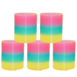 HOVUK 5x Glitter Magic Spring Toys for Kids, 6.5cm Rainbow Colors Walking Spring, Bright Stocking Filler Kids Toys Gift 3+Years