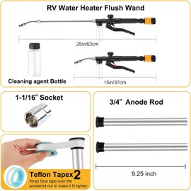 For Suburban 232767 and MOR-FLO SET RV Water Heater Magnesium x2 Anode Rod & Flush Wand Tank Rinser For Suburban