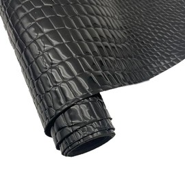 Embossed Alligator Synthetic PU Fabric, 12 x 54 inch Crocodile Vinyl Faux Leather Sheets for DIY Crafts Hair Bows Bags Handicrafts-Black