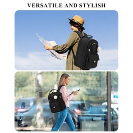 VANKANY Laptop Backpack 15.6in for Women, Cute Big Students School Backpack for Teen Girls Kids Middle High School Work Bookbag, Black