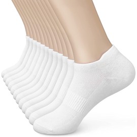 Women's Ankle Cotton Socks - Low Cut Athletic Running Soft Thin No Show White Socks With Tab 6 Pairs