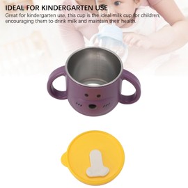 Marhynchus Isolierter Edelstahlbecher für Kleinkinder mit Strohhalm, Doppelwandige Doppelgriffe, Süßer Baby-Isolierbecher, 250 Ml, für den Einsatz Im Kindergarten (Purple)