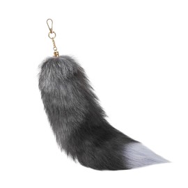 ASFWAGQ Foxtail Pendant Fox Tail Fox Tail 40 cm Animal Fur Tail Keychain Fox Tail Key Chain Car Key Chain Pendant Soft Fluffy Dense Decoration, black