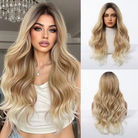Esmee Long Wavy Brown Gradient Blonde Wigs for Women Natural Synthetic Hair Ombre Wig for Daily & Party Use 22 Inches