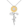 Sterling Silver Sunflower Pendant Zirconia Faith Necklace for Women