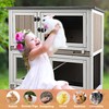 Gowoodhut 36"L Rabbit Hutch Indoor Wooden 2 Story Bunny Hutch