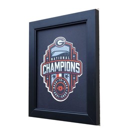 Georgia Bulldogs 2023 CFP Back to Back Perfect Season National Champions Custom Framed Picture - Color: Black Matting, Material: Oak Frame
