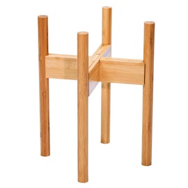 Adjustable Plant Stand Bamboo Mid Century Modern Planter Stand Outdoor Fits 8 to 11 Inches Pots for Living Room Balcony Garden Pot, Plant Not Included