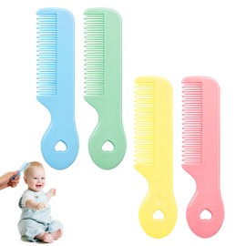 Zssxysm Pack of 4 Baby Hair Combs, Hair Brush for Boys and Girls, Small Baby Hair Brush with Round Teeth, Cute Children's Hair Brush Comb Gift Set, Massage Brush for Newborns and Toddlers