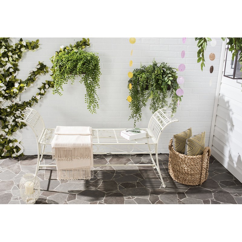 Safavieh Outdoor Collection Hadley Antique White Bench