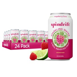 Spindrift Sparkling Water, Raspberry Lime Flavored, Made with Real Squeezed Fruit, Only 9 Calories per Can, 12 Fl Oz Cans, Pack of 24