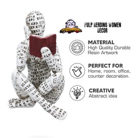 HOWADE Reading Woman Figurine,Pulp Woman Reading Bookshelf Decor-Thinker Style Resin Statue,Abstract Sculptures Collectible Figurines Modern Decor Accents For Teachers' Gift and Office Shelf Desktop