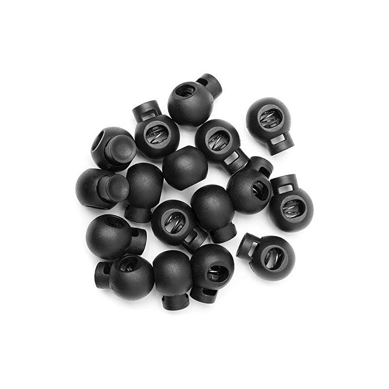 Realm Single Hole Round Cord Locks Black with Spring Loaded