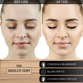 FACESCANADA All Day Hydra Matte Mini Foundation with SPF 30 - Absolute Ivory | 3-in-1 Foundation Moisturizer Sunscreen | 24 HR Aloe Hydration & Oil Free with Vitamin C | 0.51 Fl Oz/15ml