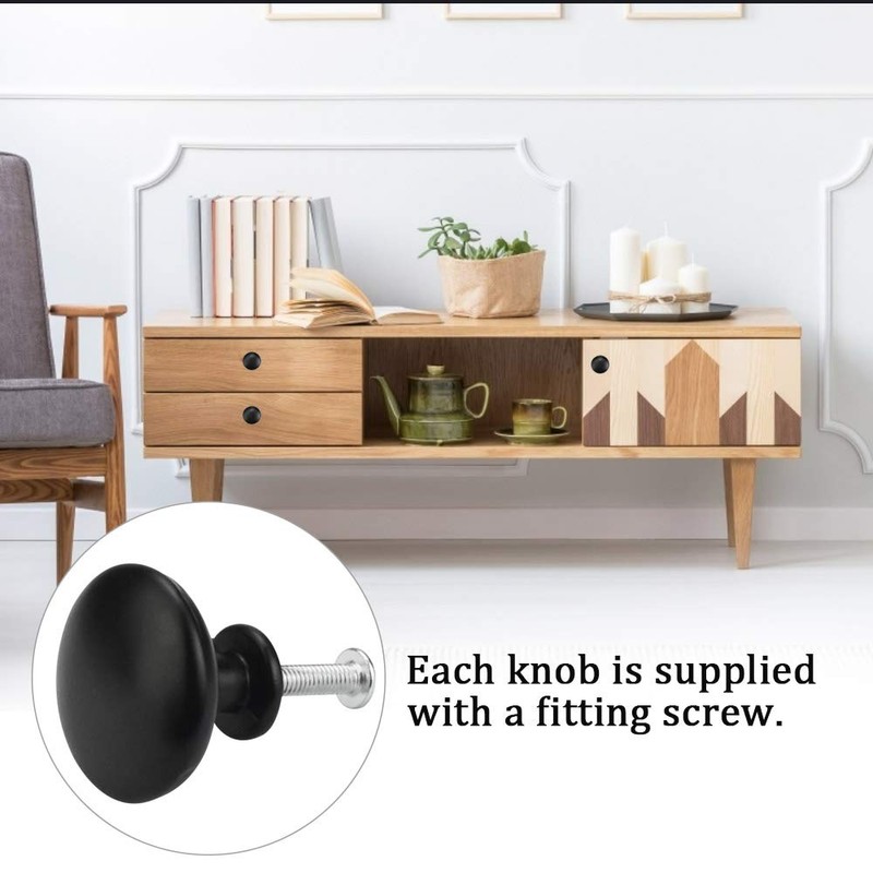 KLYNGTSK Pack of 12 Black Drawer Knobs, Furniture Knobs, Round